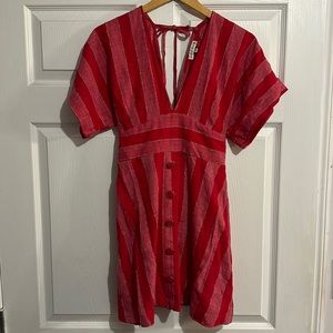 Moon river red striped linen blend mini dress